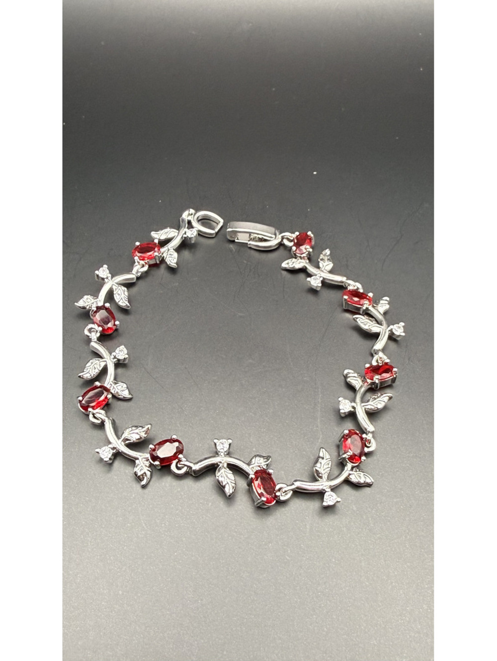 candy+clover elite red floral crystal vine 14k white gold plated bracelet